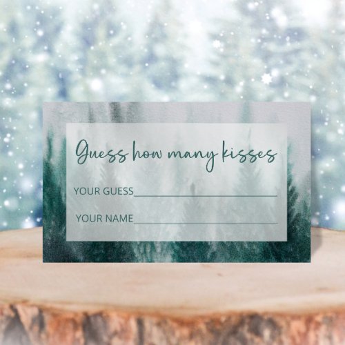 Pine Tree Forest guess how many kisses bridal game Enclosure Card