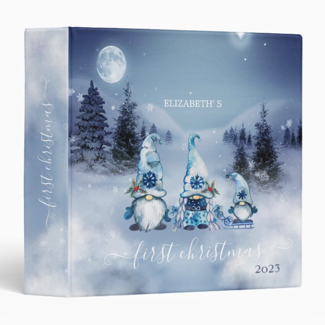 Pine Tree Forest,Landscape,Blue Gnomes 3 Ring Binder (Front/Spine)