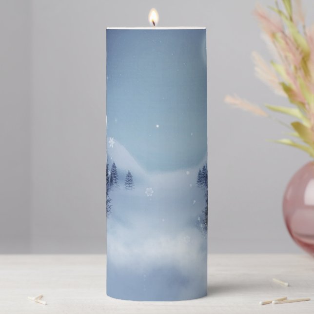 Pine Tree Forest,Landscape,String Light Pillar Candle (In Situ)