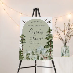 Pine Tree Forest Mountain Couple Shower Welcome Foam Board