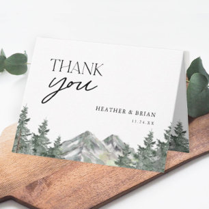 Pine Tree Forest Mountain Theme Wedding Thank You Card