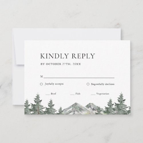 Pine Tree Forest Mountain Wedding RSVP Card