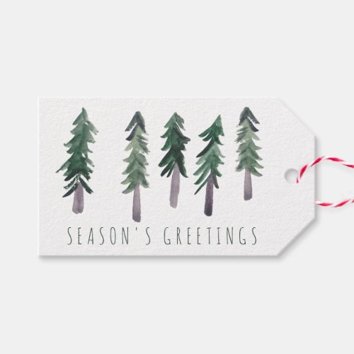 Pine Tree Forest Pattern Watercolor Minimal CUSTOM Gift Tags