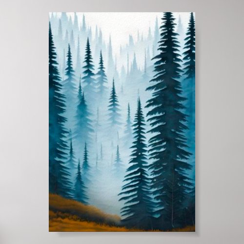 Pine tree forest poster