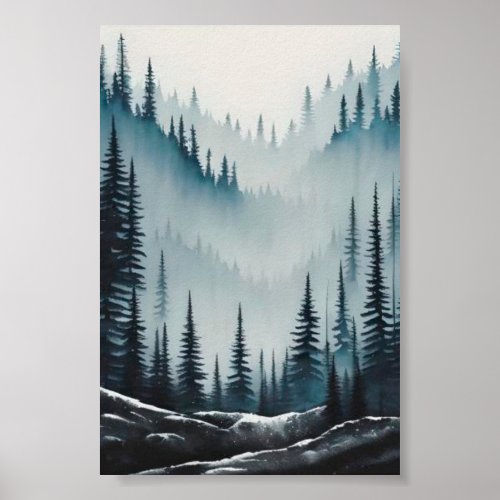 Pine tree forest poster