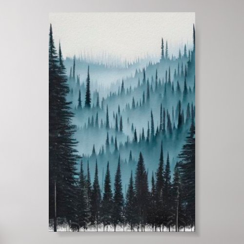 Pine tree forest poster