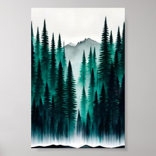 Pine tree forest poster
