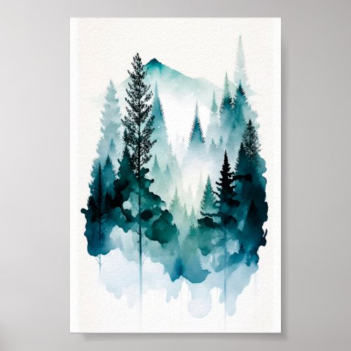 Pine tree forest poster