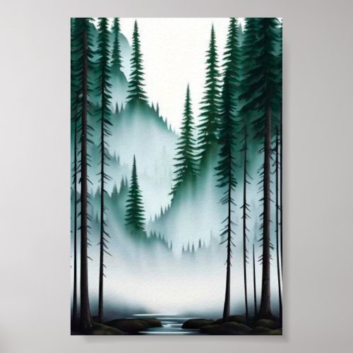 Pine tree forest poster