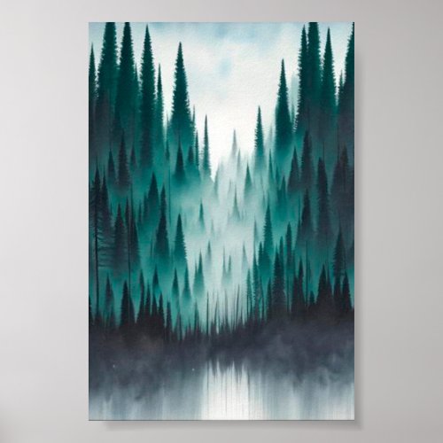 Pine tree forest poster