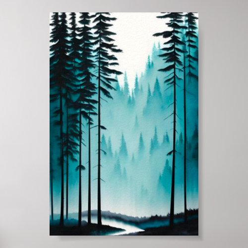 Pine tree forest poster