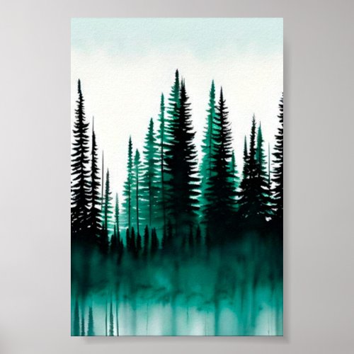 Pine tree forest poster