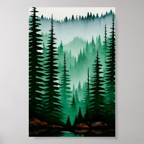 Pine tree forest poster