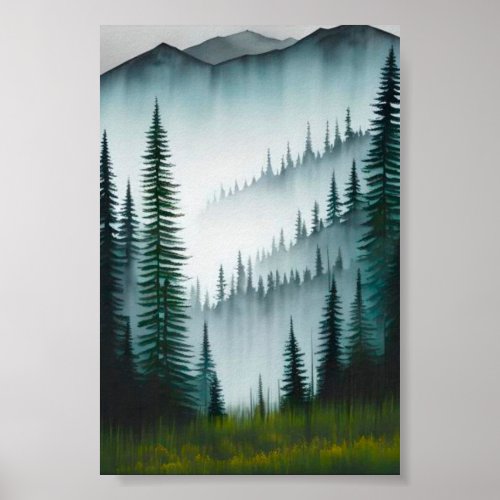 Pine tree forest poster