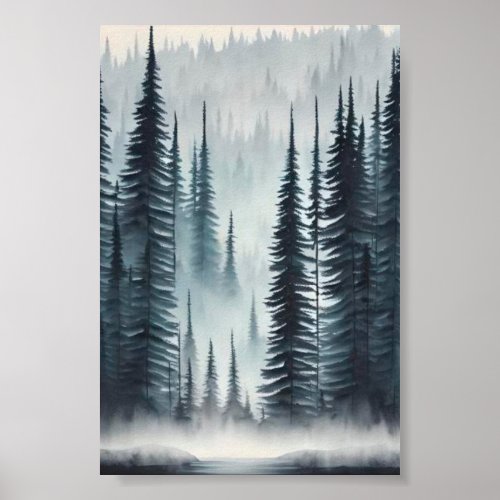 Pine tree forest poster