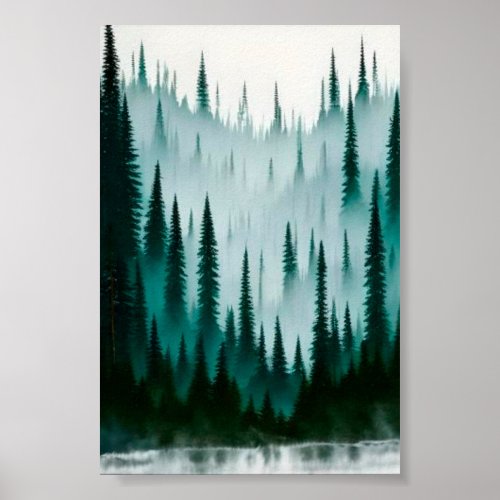 Pine tree forest poster