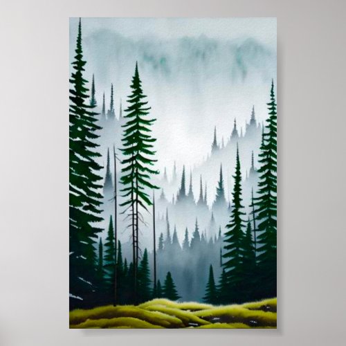 Pine tree forest poster