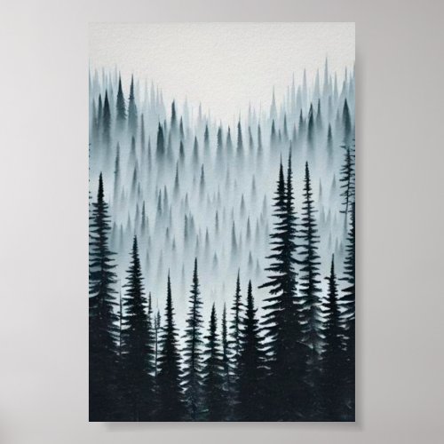 Pine tree forest poster