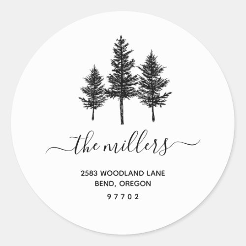 Pine Tree Forest Return Address Sticker