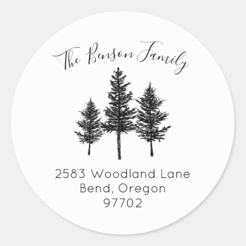 Pine Tree Forest Return Address Sticker Seal