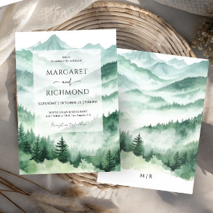 Pine Tree Forest Rustic Mountain Wedding Invitation