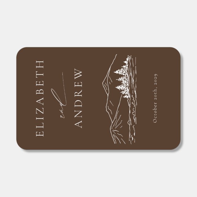 Pine Tree Forest Rustic Mountains Wedding Matchboxes (Front)