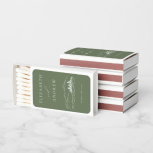 Pine Tree Forest Rustic Mountains Wedding Matchboxes