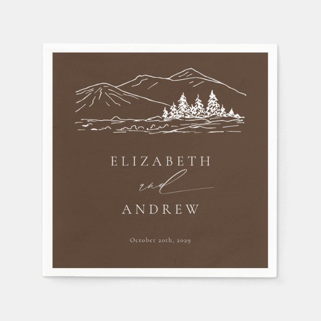 Pine Tree Forest Rustic Mountains Wedding Napkins (Front)