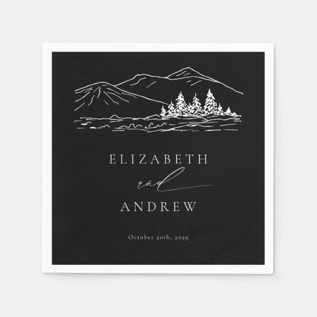 Pine Tree Forest Rustic Mountains Wedding Napkins (Front)