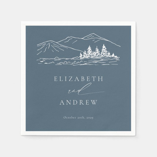 Pine Tree Forest Rustic Mountains Wedding Napkins (Front)