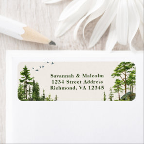 Pine Tree Forest | Rustic Return Address Label