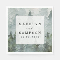 Pine Tree Forest Rustic Watercolor Themed Wedding