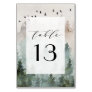 Pine Tree Forest Rustic Watercolor Themed Wedding Table Number