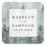 Pine Tree Forest Rustic Watercolor Wedding Favor Square Sticker