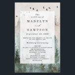 Pine Tree Forest Rustic Watercolor Wedding Program<br><div class="desc">Design features a woodsy evergreen pine tree watercolor background with painted birds at the top. Design also features a modern typography layout with elegant fonts.   View the matching collection on this page to find coordinating items in this design.</div>