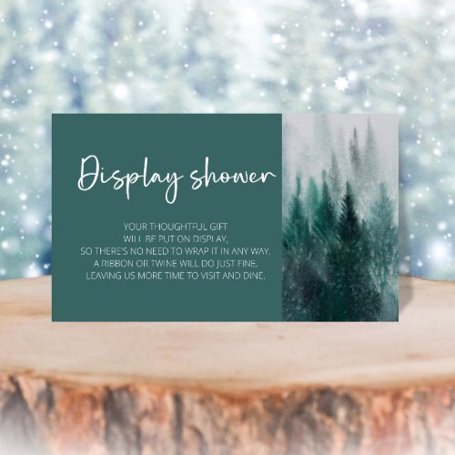 Pine Tree Forest Watercolor Green Display shower Enclosure Card