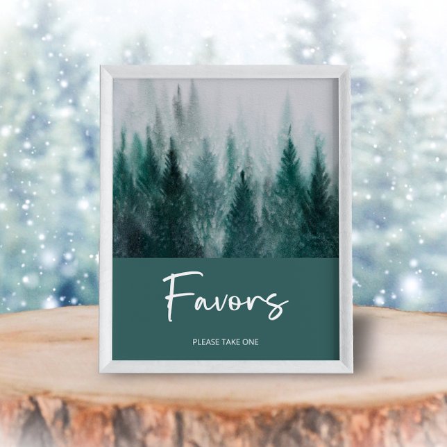 Pine Tree Forest Watercolor Green favors Poster (Creator Uploaded)