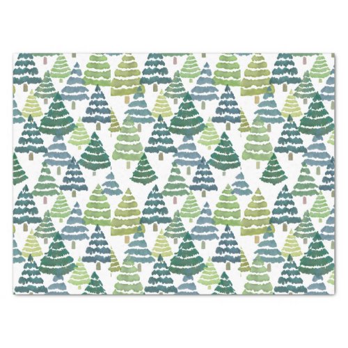 Pine Tree Forest Watercolor Pattern Tissue Paper