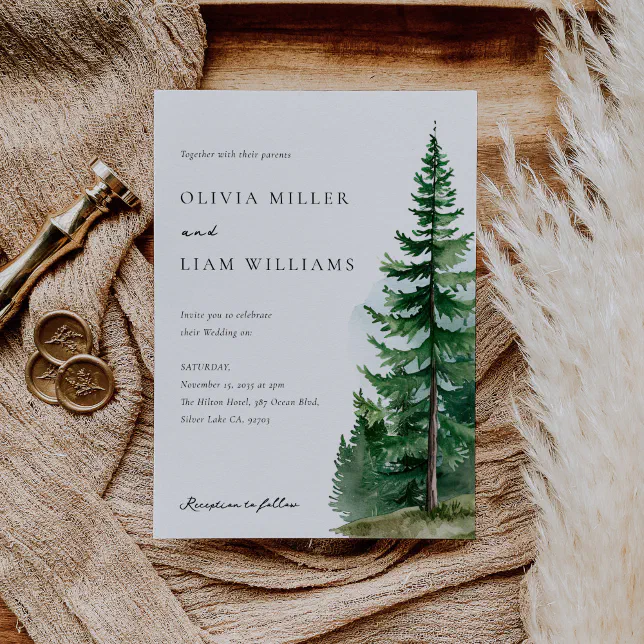 Tree Model Invitation Pine Tree Forest Wedding Invitation | Zazzle