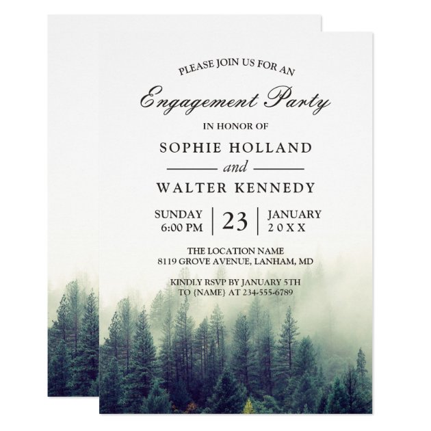 Pine Tree Forest Wedding Shower Engagement Party Invitation