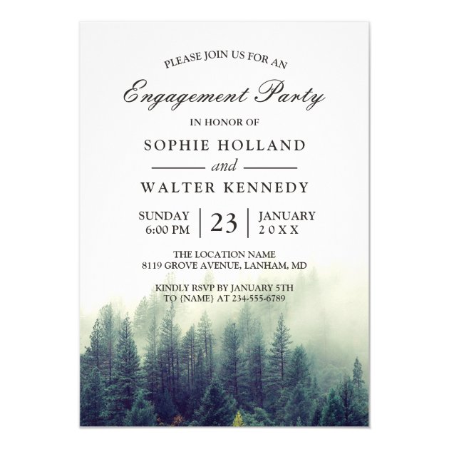 Pine Tree Forest Wedding Shower Engagement Party Invitation