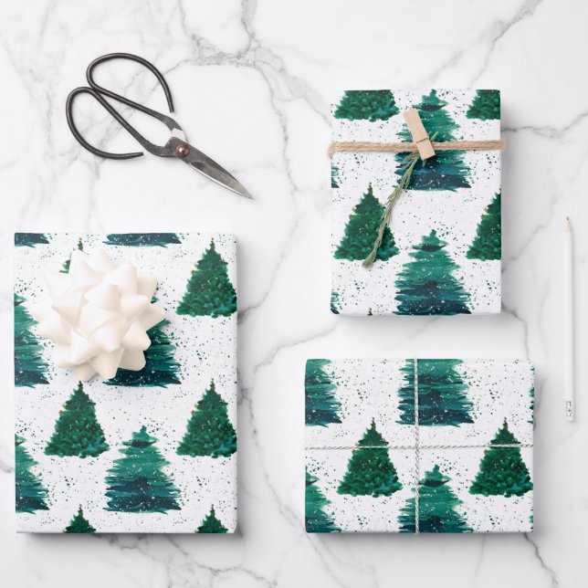 Pine Tree Forest Wrapping Paper Sheets (Front)