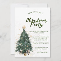 Pine Tree Glitter Stars Christmas Company Party Invitation