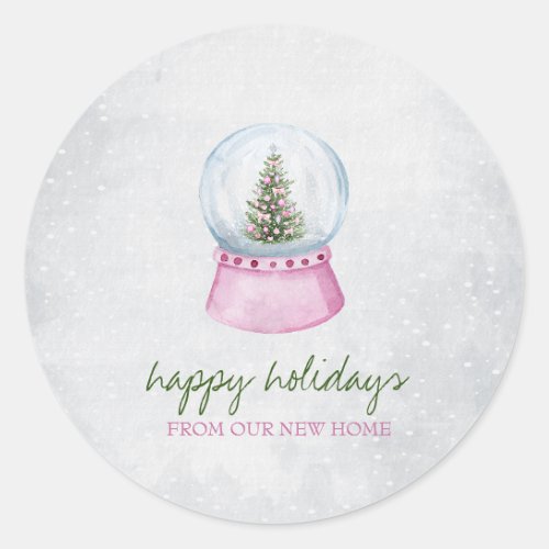 Pine Tree Globe Snow Holiday   Classic Round Sticker