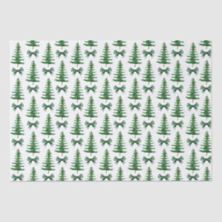 Pine Tree Green Bow Christmas Gift Tissue Paper