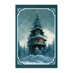 Pine Tree House In Winter Christmas Tree Acrylic Print