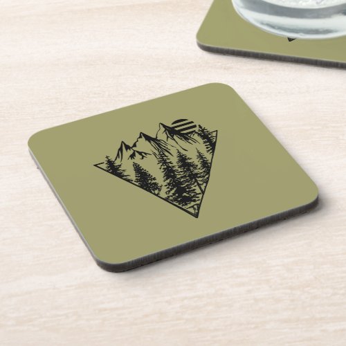 pine tree in a forest hiking lover beverage coaster