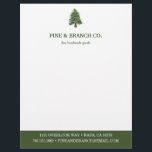 Pine Tree Logo Letterhead<br><div class="desc">Add your business contact information along the bottom in white on contrasting bottle green.</div>