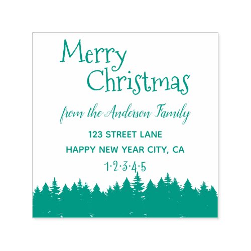 Pine Tree Merry Christmas Holiday Return Address Self_inking Stamp