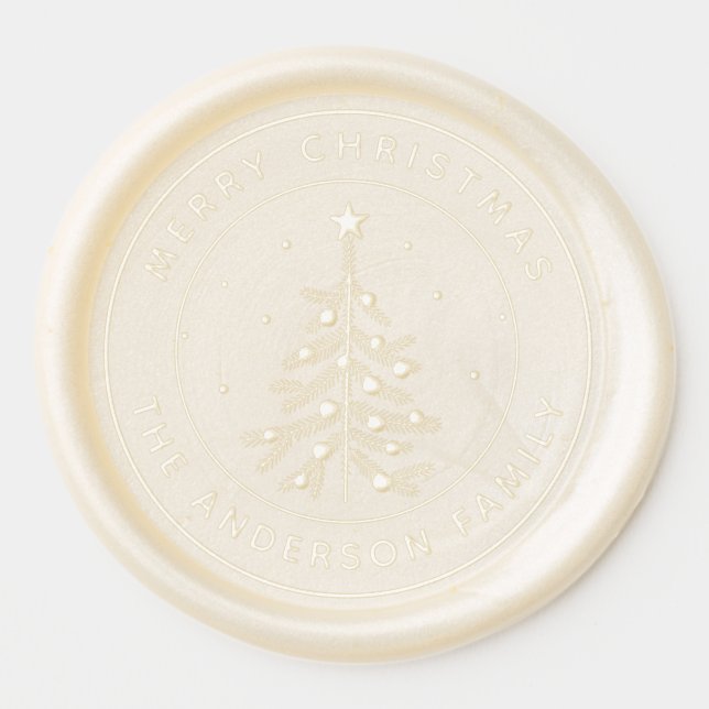 Pine Tree Merry Christmas Holiday Wax Seal Sticker (Front)